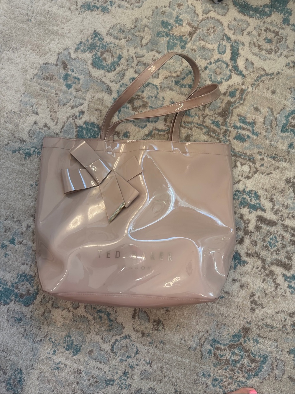 Ted Baker London Patent Bow Tote Bag – Blush Pink